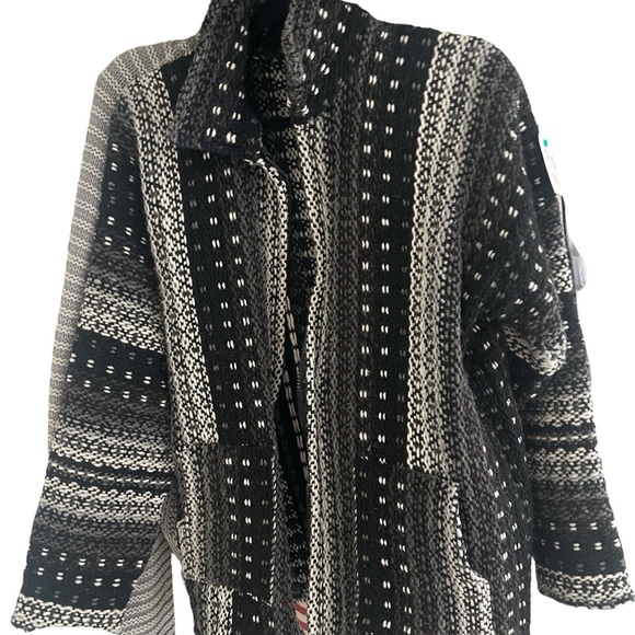 Artisan Made Hand Woven Wool Jacket, Zip Front, Black/Gray, Art to Wear Unique L - Picture 2 of 7